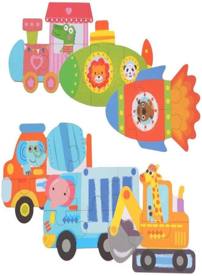 PLUSPOINT 6-in-1 Toddler Fun Cartoon Animals,Transport,Birds,Insects Jigsaw Early Educational Toy Puzzle Game Box for Kids Gift (Transport) - Image 4